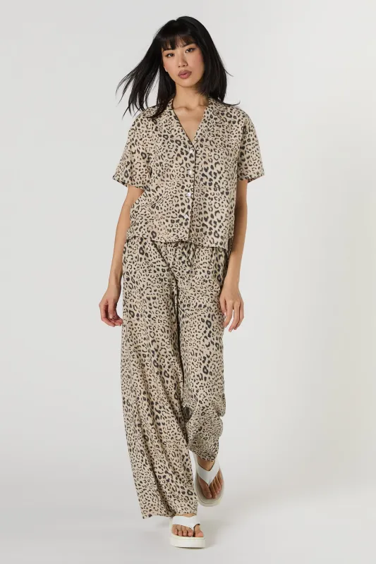 Linen Drawstring Wide Leg Pant sold by Urban Planet