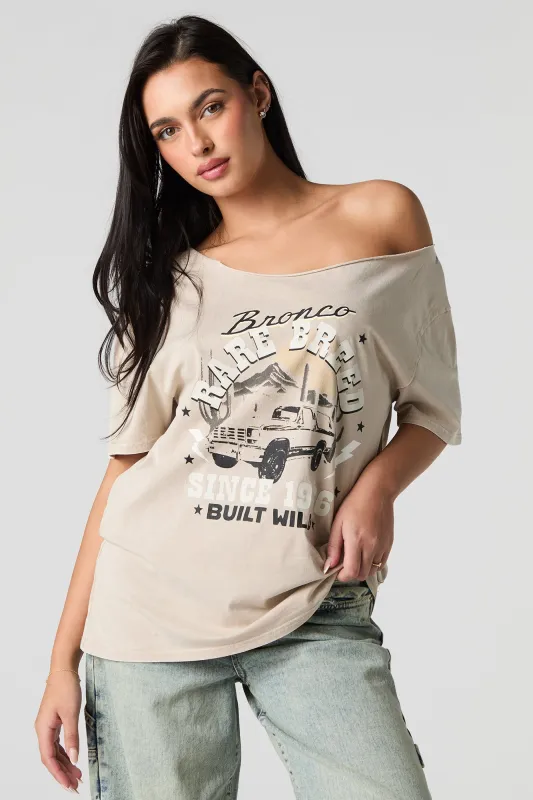 Ford Bronco Graphic Washed Off-Shoulder T-Shirt sold by Urban Planet