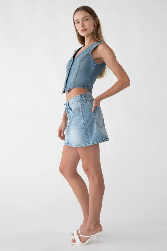 DENIM MINI SKIRT sold by OAK AND FORT