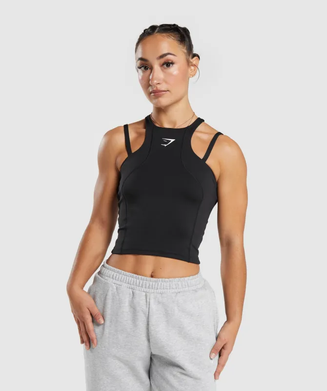 Power Midi Tank - Black sold by Gymshark