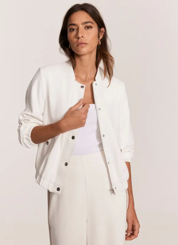 White Textured Bomber Jacket sold by Mint Velvet
