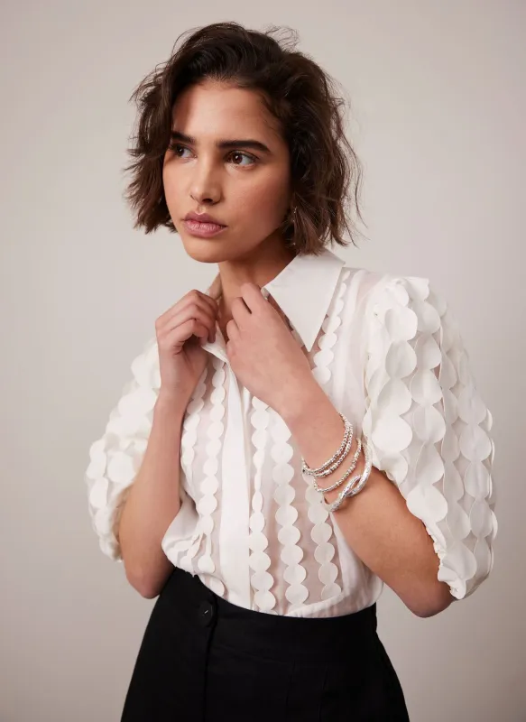 White Organza Puff Sleeve Shirt sold by Mint Velvet