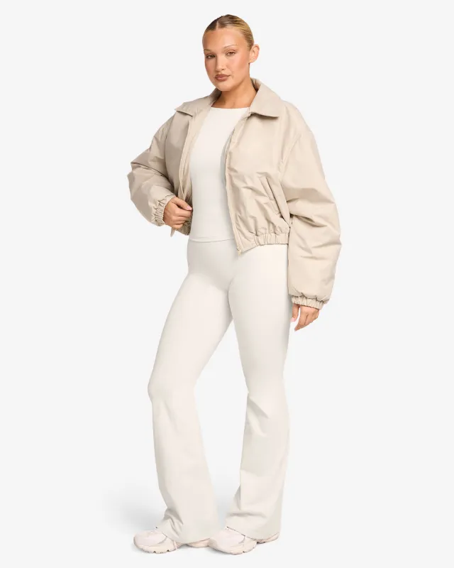 Cropped Oversized Bomber Jacket | Fawn sold by Crop Shop Boutique