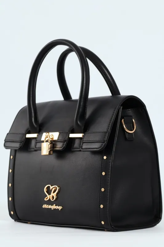 Handbag With Lock Detail - Black sold by Edgars 