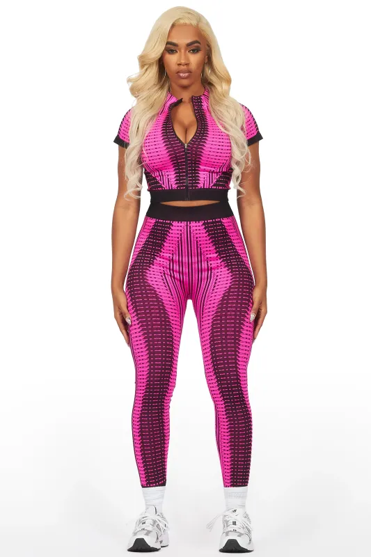 Mesha Fuchsia Short Sleeve Active Set sold by Rockstar Original