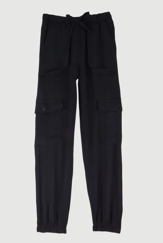 Girls Crepe Knit Cargo Joggers sold by Rainbow