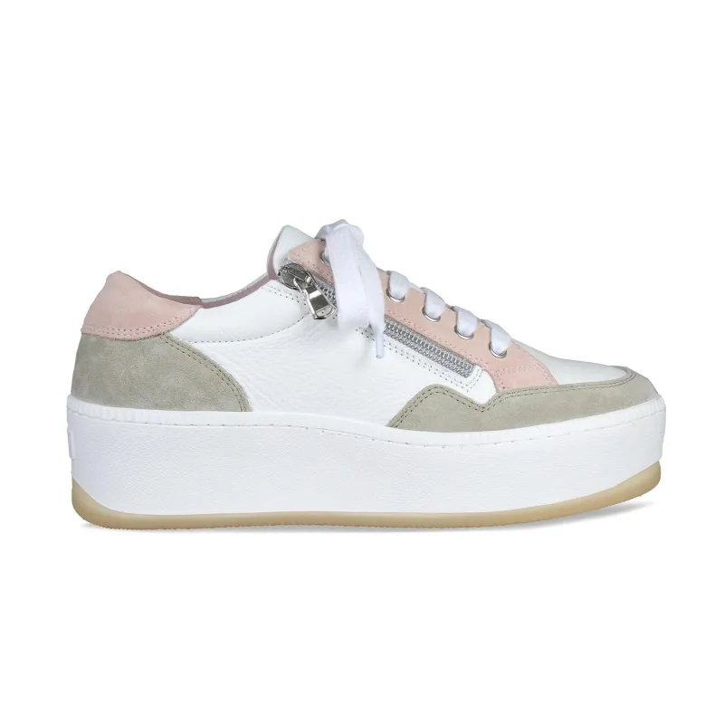 Dandy: White Leather & Pale Pink Suede sold by Sole Bliss