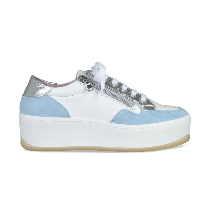 Dandy: White Leather & Pale Blue Suede sold by Sole Bliss
