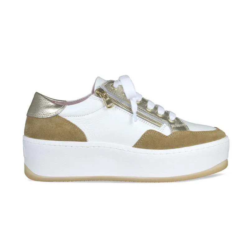 Dandy: White Leather & Tan Suede sold by Sole Bliss