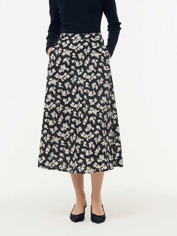 100% Cotton Floral Print Women Knit Skirt sold by Goelia