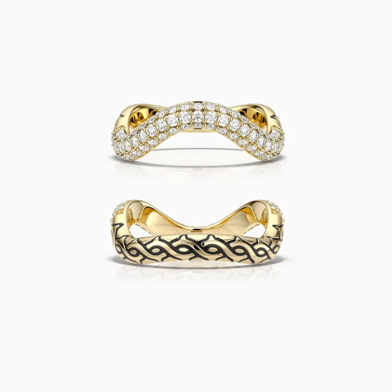 Personalized Crown of Thorns Pavé Wavy Enamel Statement Ring sold by Vanimy Jewelry