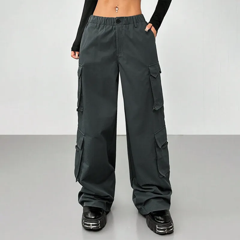 Street Multi-Pocket Wide-Leg Loose Work Pants sold by GTHIC