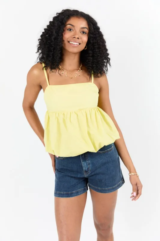 Pinky Promise Yellow Bubble Hem Tank SALE sold by Pink Lily