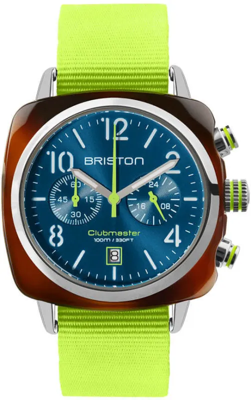 Briston Clubmaster Classic Chrono Summer Vibes Peacock Blue Watch sold by Jura Watches