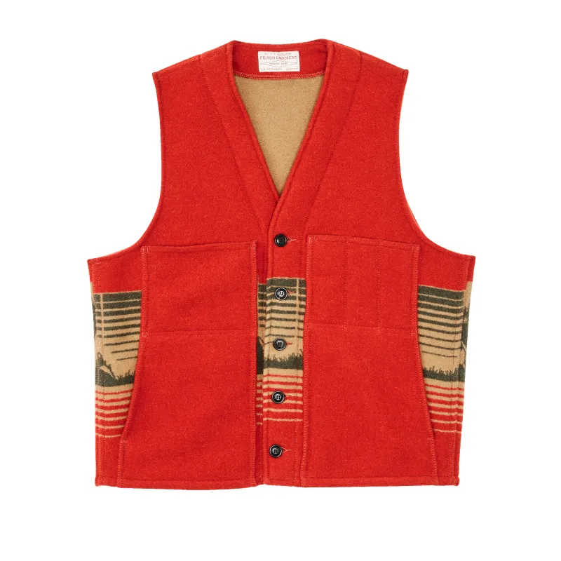 Jacquard Wool Vest - Red / Khaki / Forest Multi sold by Filson