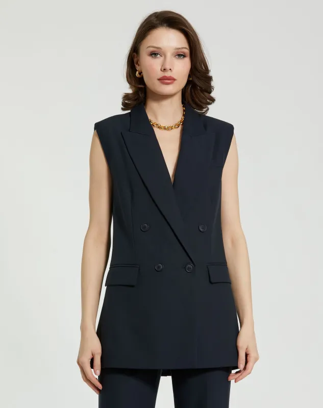 Tailored Crepe Sleeveless Blazer Vest - FINAL SALE sold by Mac Duggal