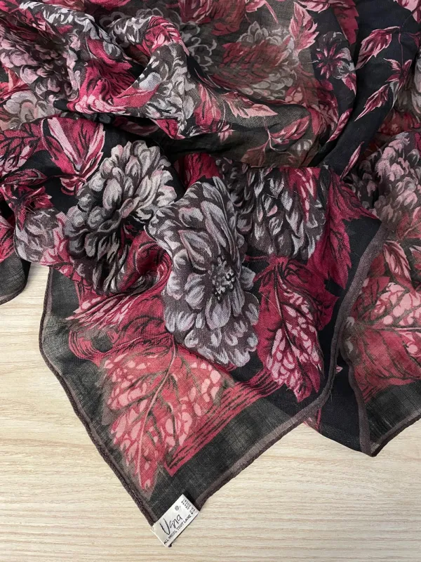 vintage vera floral light wool xl scarf sold by Good Market Thrift Store