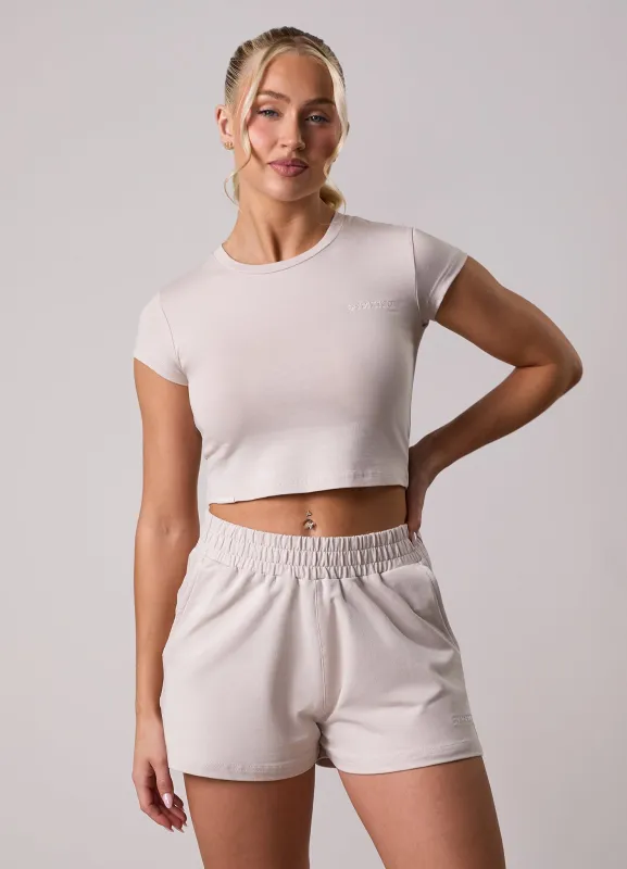 Gym King 365 Crop Jersey Tee - Pebble sold by The Gym King