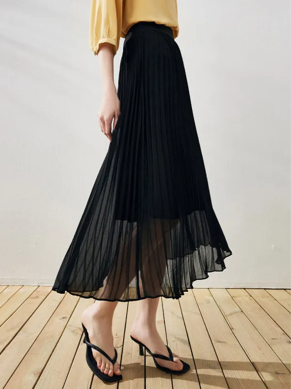Women's Pleated Elastic Waistband Midi Skirt sold by COMOBOCA