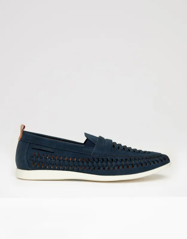 Threadbare Men's Navy Faux Suede Woven Loafers sold by Threadbare