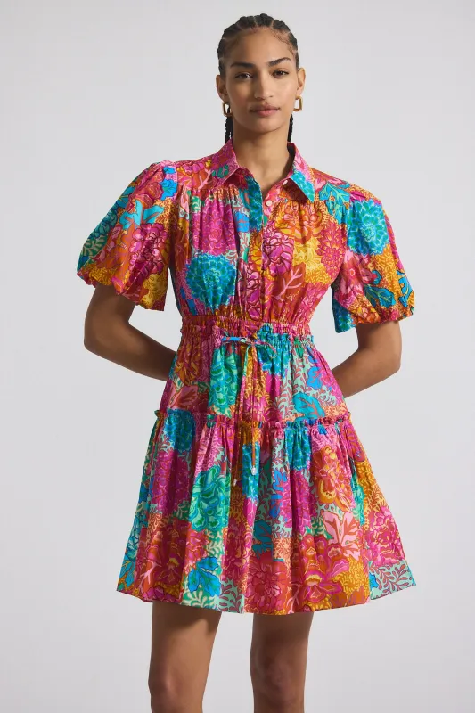 Doha Balloon Sleeve Shirt Dress - Pink Multi sold by Derek Lam