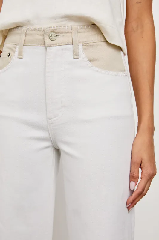 GETTY CROP WIDE LEG - CREMA EMBROIDERED sold by Rails