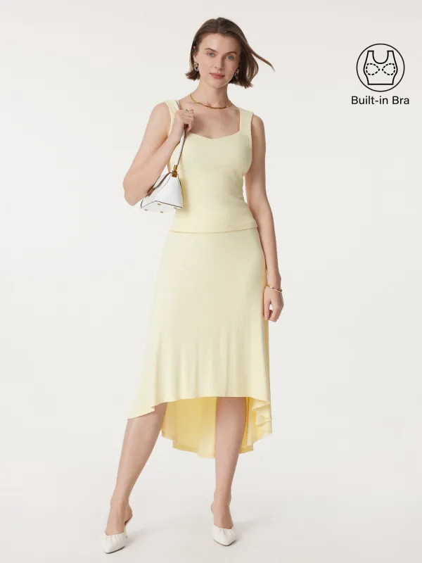 2Pcs Set Diamond Neck Brami Tank & High-low Midi Skirt sold by ogl move