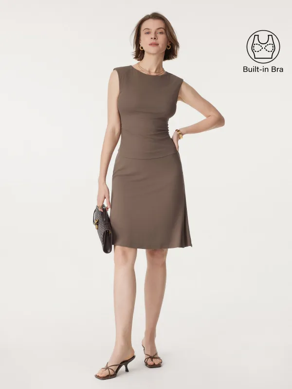 2Pcs Set Crewneck Side Ruched Brami Tank & Flared Mini Skirt sold by ogl move