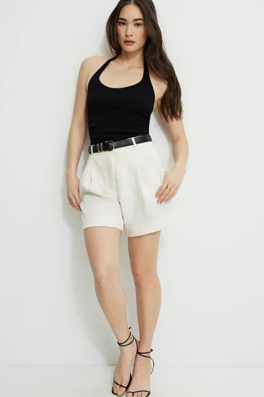 Pleated Mid-Thigh Shorts sold by Dynamite
