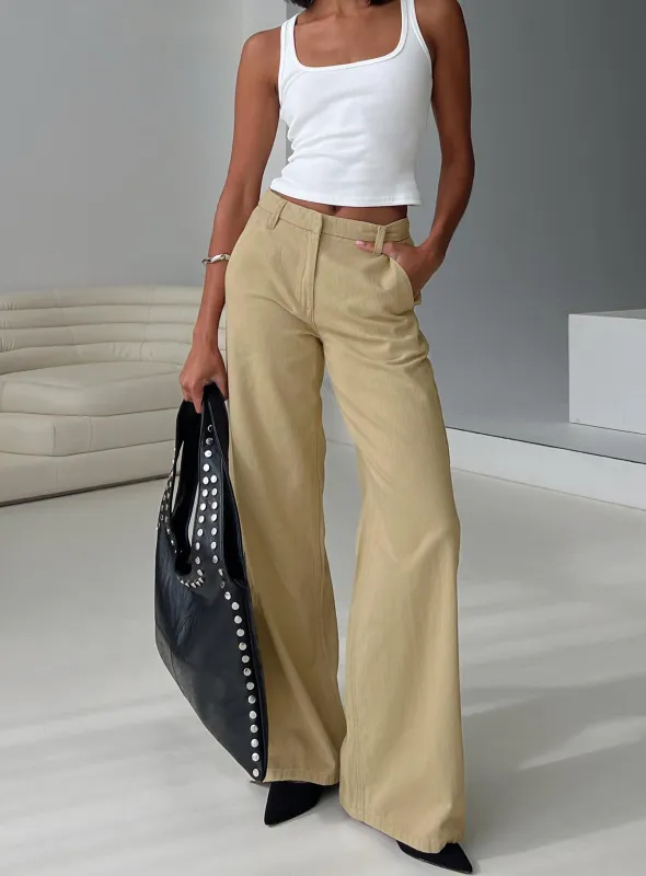 Latitude Wide Leg Pant Beige sold by Princess Polly