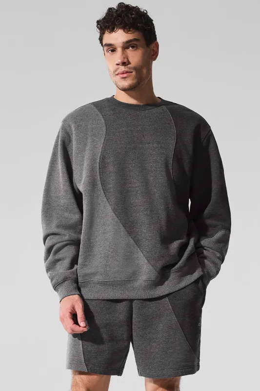 Make Waves Crew Neck Pullover - Dark Heather Grey Tonal sold by Alo Yoga