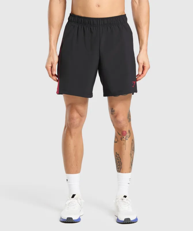 Gymshark Sport  7" Shorts - Black/Conditioning Red sold by Gymshark