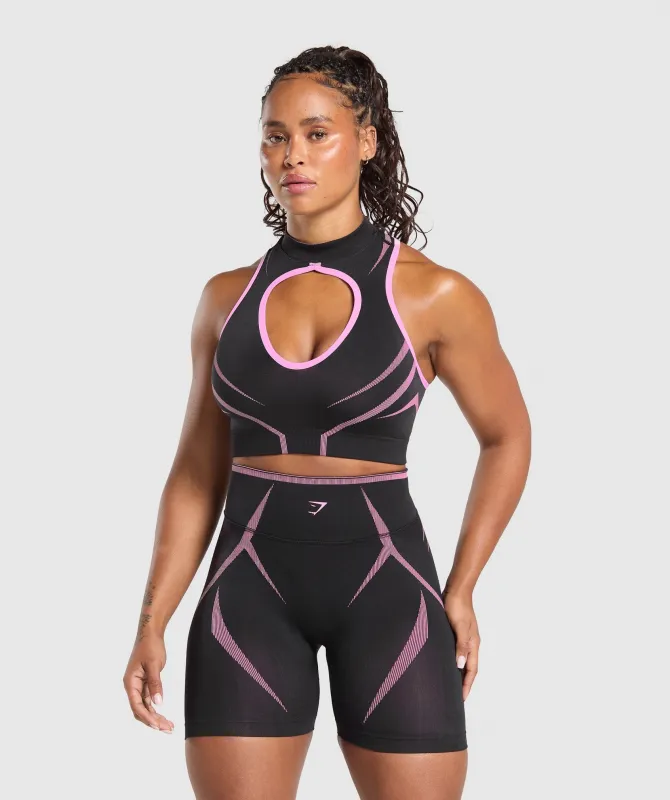 Gymshark Apex Lift Seamless Crop Top - Darkest Purple/Sour Pink sold by Gymshark