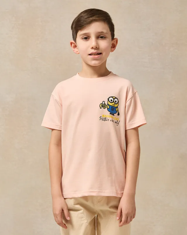 Boys Pink Minions Character Printed T-Shirt sold by Redtag