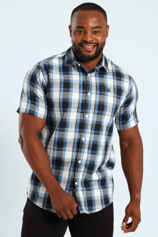 Short Sleeve Check Shirt - Fatigue/Navy sold by Edgars