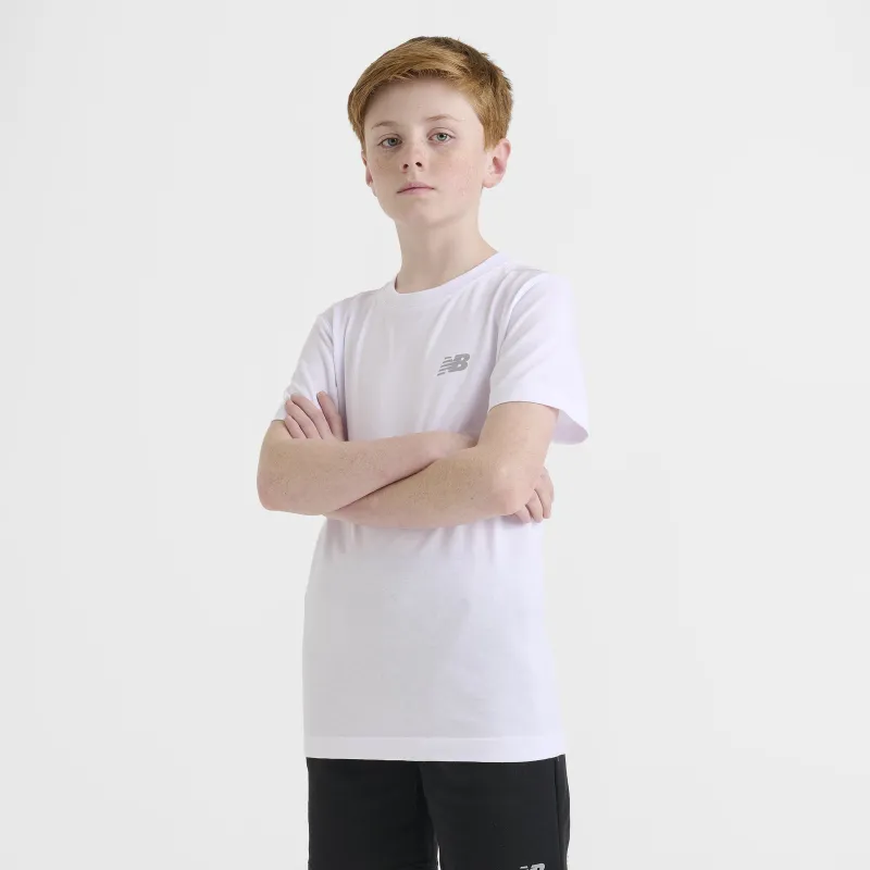 New Balance Junior Boys' Linear Logo Back Hit Tee / White sold by JD Sports