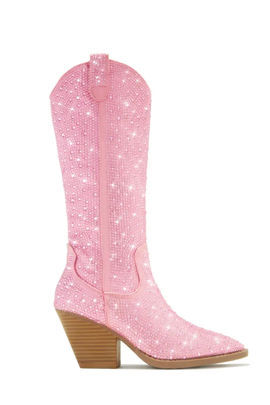 Nashville Nights Embellished Cowgirl Boots - Pink sold by Miss Lola