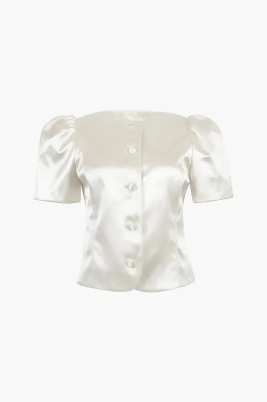 BONNY JACKET IN CHAMPAGNE SATIN sold by Sandy Liang