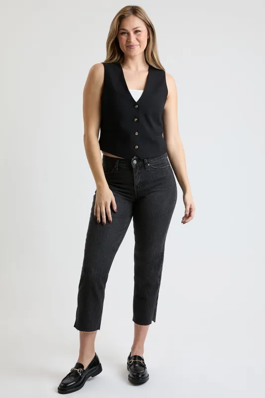 Women's High Rise Straight Leg Jeans with Tummy Control sold by YMI