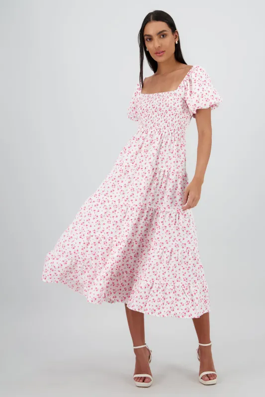 Maxivestido manga globo mini flores sold by Shasa