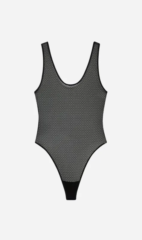 Anine Bing | Alysha Bodysuit - Black Geometric Lace sold by Sister & Co