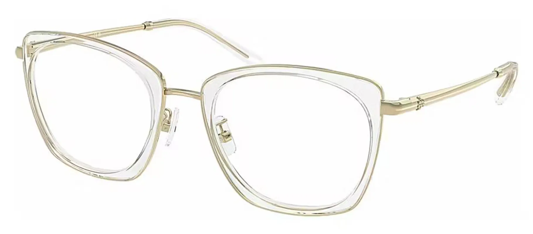 Tory Burch TY 1092 1979 Irregular Metal Clear Eyeglasses with Logo Stamped Demo Lenses sold by Gaffos