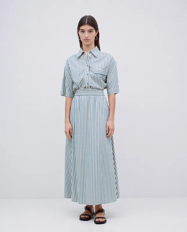 Yerse | Striped Midi Skirt - Green sold by Fort