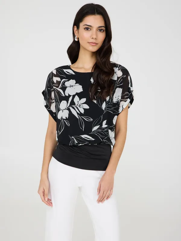Floral Dolman Sleeve Chiffon Top With Cami sold by Suzy Shier