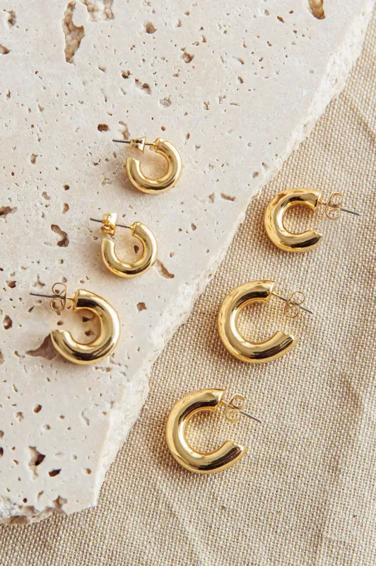 Kya Chunky Half-Hoop Set Gold Plated sold by Selfie Leslie