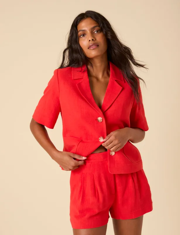 Red Tailored Shorts sold by Nobody's Child