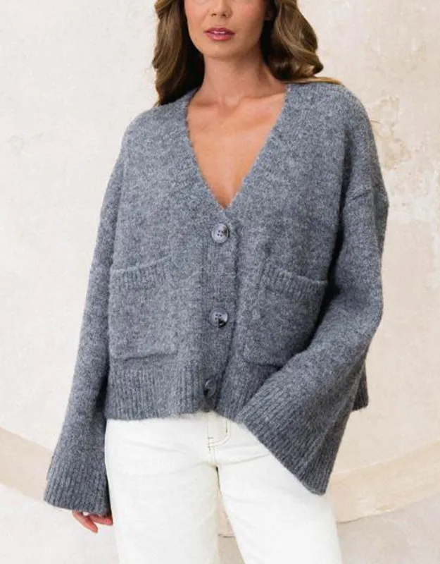 Lila Chunky Oversized Cardigan - Charcoal sold by White & Co