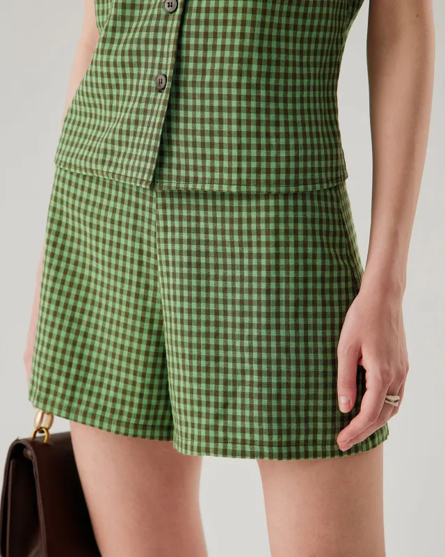 Green High Waisted Plaid Shorts sold by rihoas