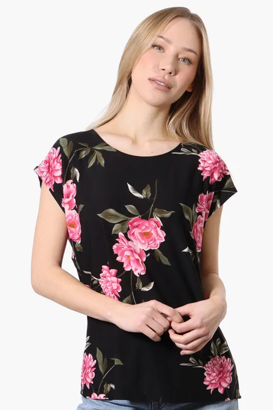 Beechers Brook Floral Cap Sleeve Tee - Black sold by Fairweather