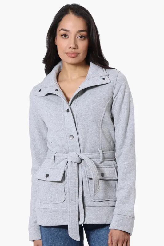 Fahrenheit Belted Fleece Lightweight Jacket - Grey sold by Fairweather